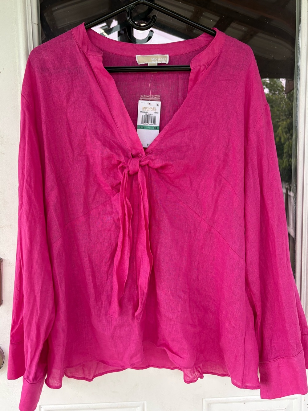 Michael Kors Fuchsia Tie-Neck Women's Blouse